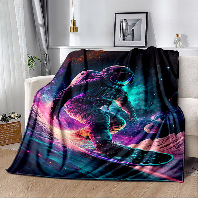 I Just Need Space on sale Fishing Astronaut Woven Blanket - Cute Outer Space Stars Cover For Sofa Or Bed