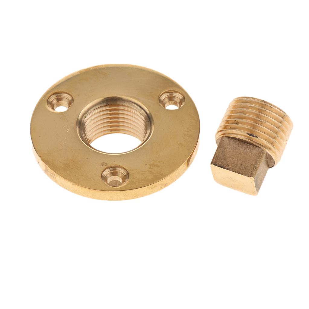  MARINE BRASS GARBOARD DRAIN AND PLUG   INCH DIAMETER FLANGE1/2