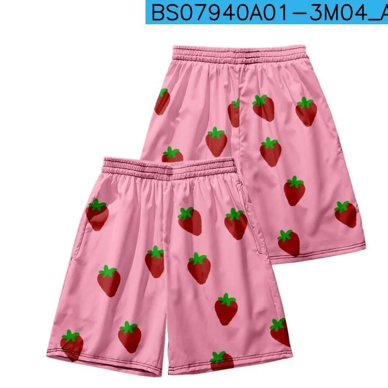 GINTAMA Anime Goods Pants Sakata Gintoki Same Style Pink Strawberry Shorts Kawaii Elastic Waist Cosplay Soft Cute Pajama Pants