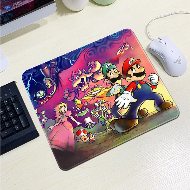 Super Mario Bros Mouse Pad pequeno, Desktop de jogos antiderrapante, couro  PU, impermeável, anti-risco para PC, laptop, presente do desktop -  AliExpress