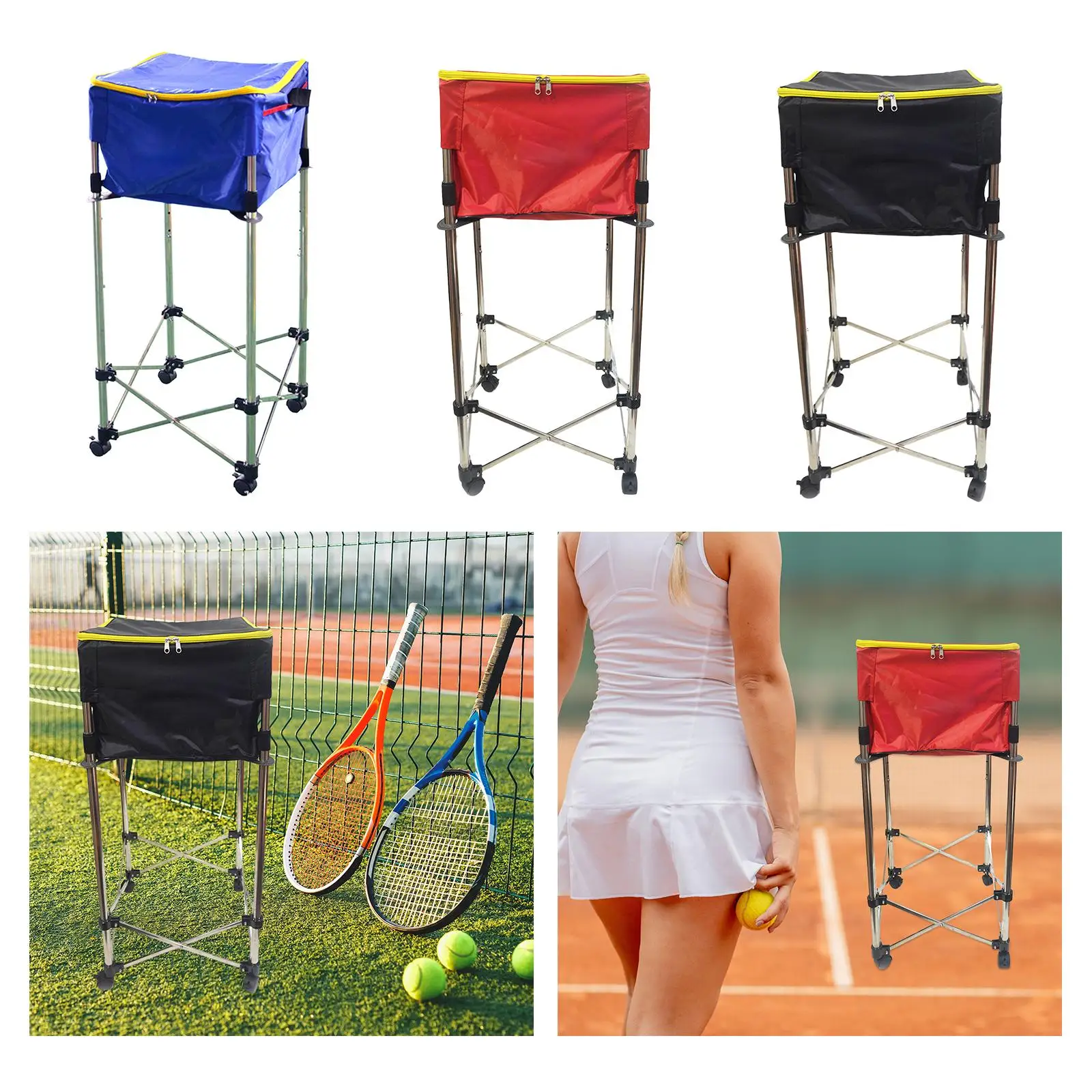 Tennis Ball Cart Removable Professional Large Capacity Tennis Ball Collection Cart with Wheels for Baseball Softball Tennis Ball