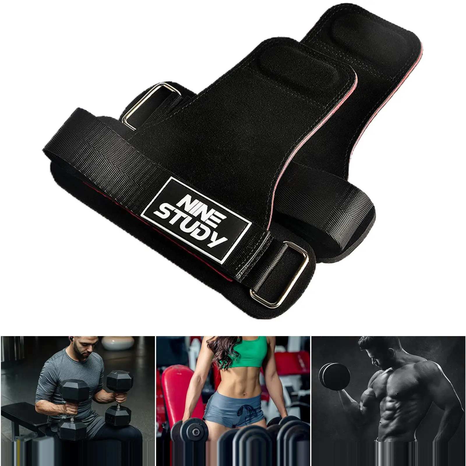 Weight Lifting Hooks Hand Grips Pull Ups Power Wrist Straps for Shrugs Workout Powerlifting