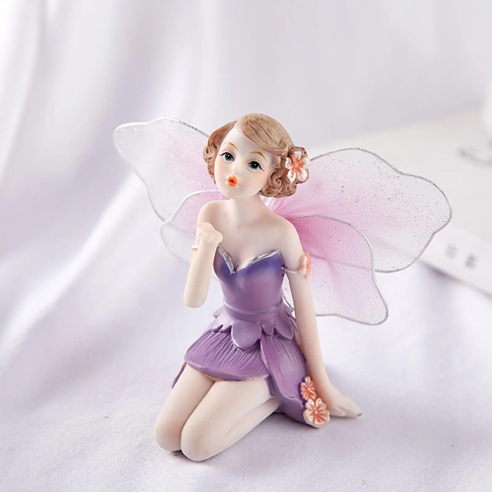 Miniature Flower Fairy Statue Handmade Small Creative Elf Girls Decorative Resin Ornaments for Home Decor Living Room Tabletop