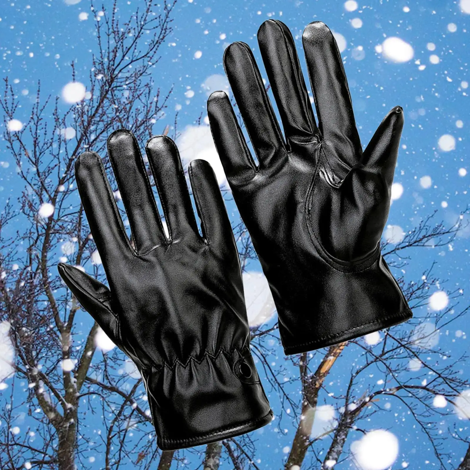 Waterproof Winter Gloves PU Leathe Outdoor Riding Gloves Thermal Mittens Elegant Breathable Comfortable Stretchable Windproof