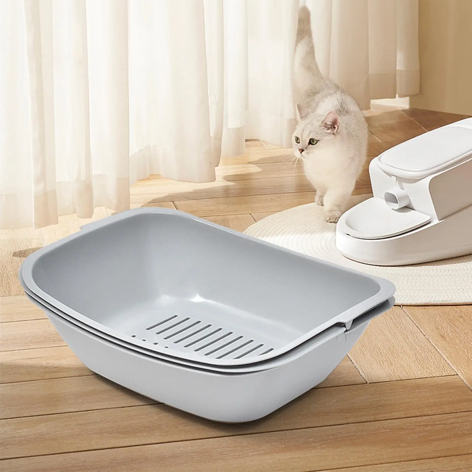Open Cats Litter Box Potty Toilet for Small Animals Easy to Clean Bedpan Pet Sandbox Cat Litter Tray High Sides Pet Litter Pan