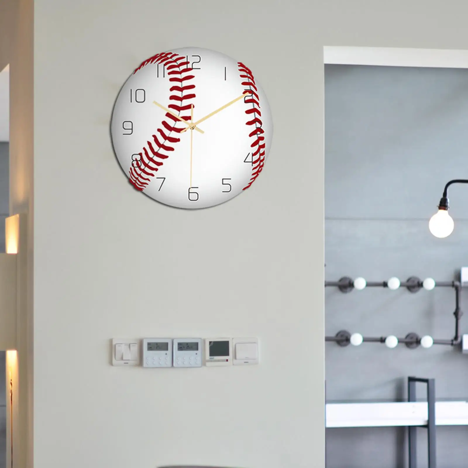 Acrylic Sports Ball Wall Clock 12 Inch Non-Ticking Hanging Clocks Battery Operated Home Bedroom Hallway Office Decoration Gift