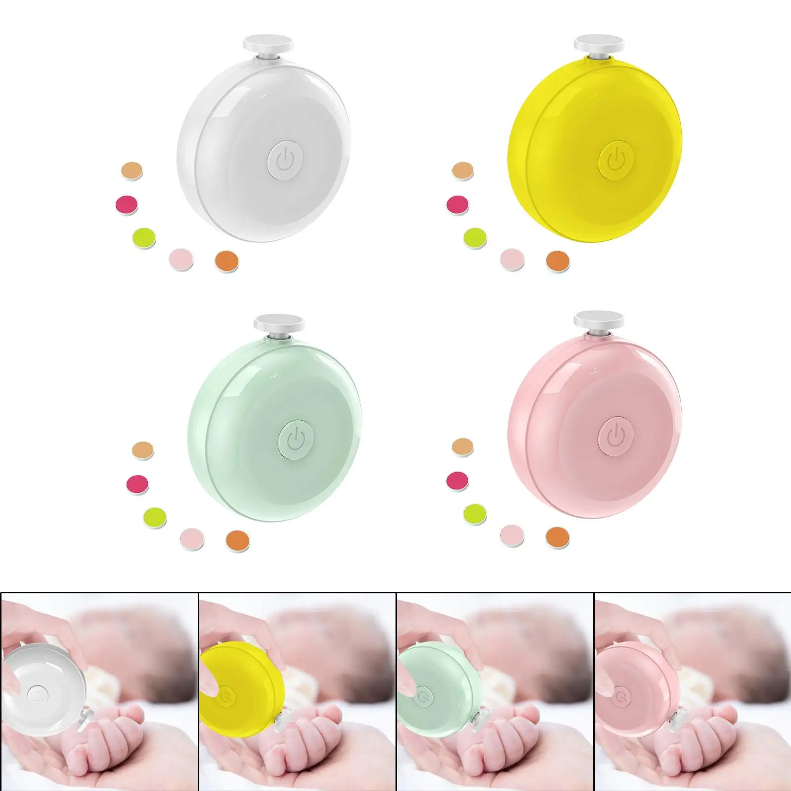 Baby Nail File Electric Baby Nail Trimmer Toes Fingers Trim and Polish with 6 Grinding Head Low Noise for Infant Baby Adults