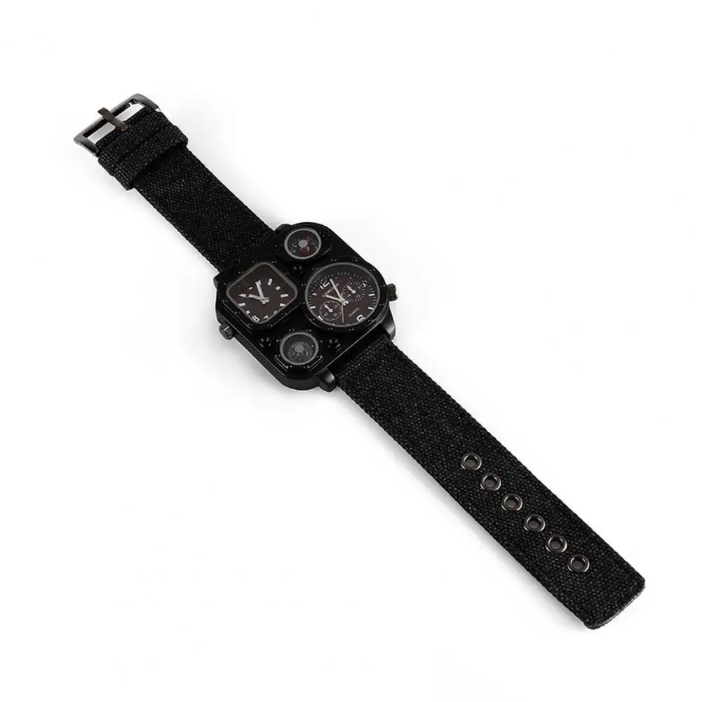 European Style Multifunctional Record Time Male Multi-Time Zone Denim Cloth Strap Wristwatch Male Watch Jewelry Accessory