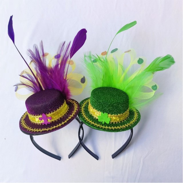 Purple Top Hat Headband - Mardi Gras Mini Hat Dress Up Hair