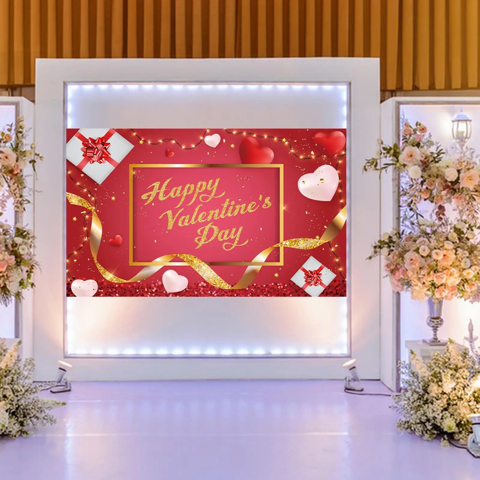 Valentine`s Day Backdrop Banner Photo Props DIY Valentines Day Decor for Wedding Bridal Engagement Wall Party Supplies Birthday