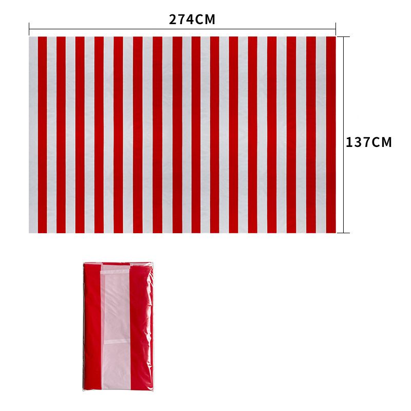 Description Picture 2 of itemFamily Party Circus Christmas Red and White Striped Tablecloth Holiday Party Table Setting Props New Layout Atmosphere