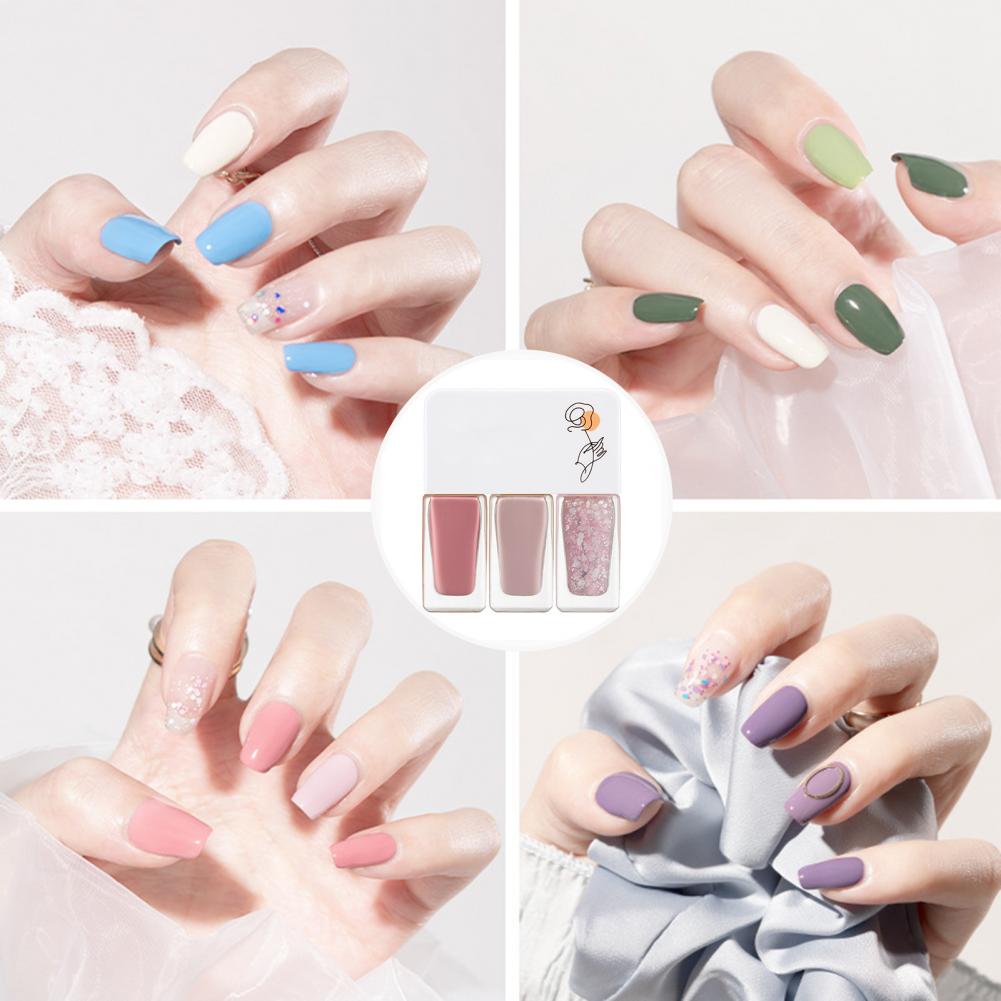 3Pcs/Set Water-Based Gel Nail Polish Set - 12g, Quick-Dry, DIY 3-in-1 Nail Art