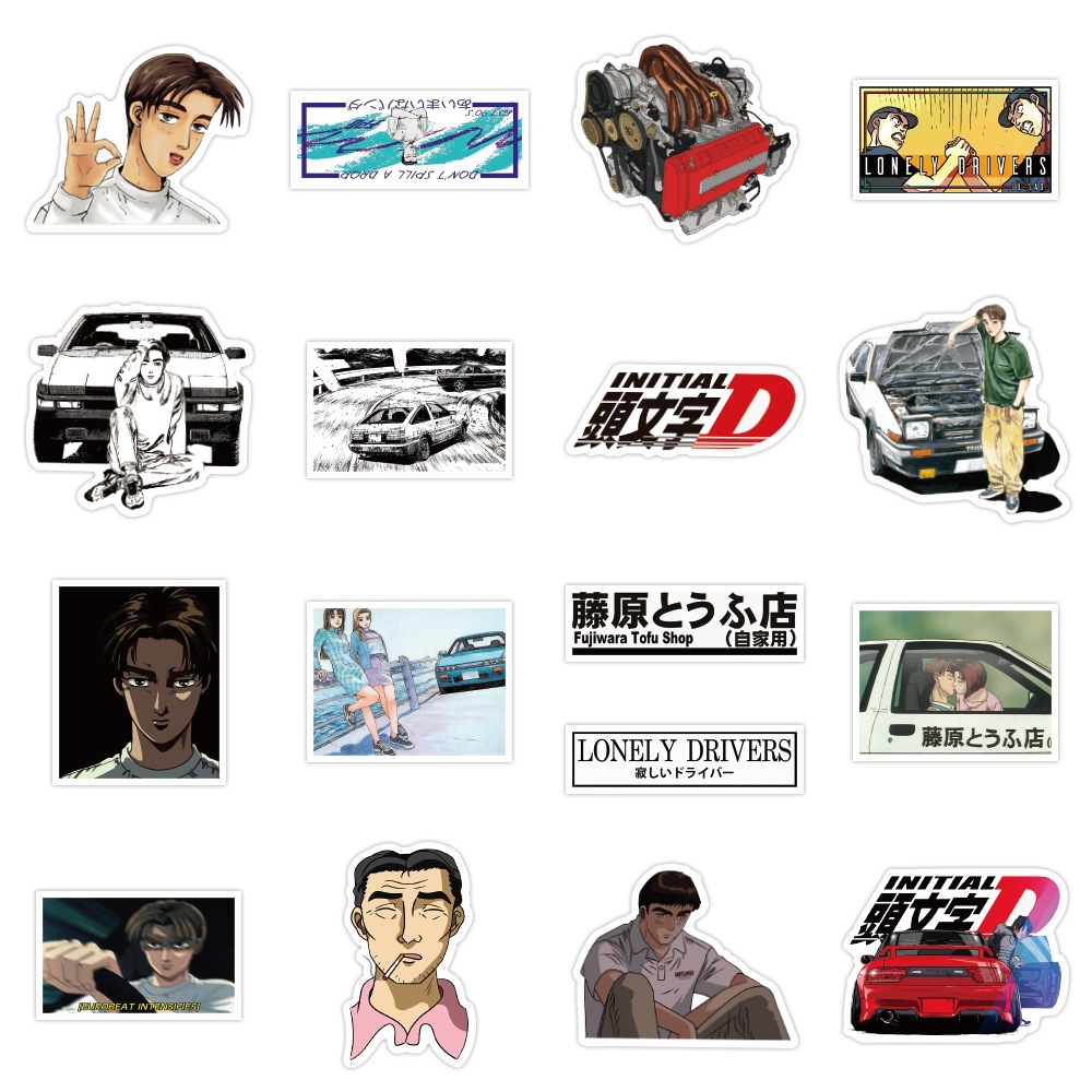 Японские Аниме наклейки Initial D Car, 10/50 шт., наклейки для  скрапбукинга, ноутбука, чемодана, скейтборда, телефона, Мультяшные наклейки  манга, ...