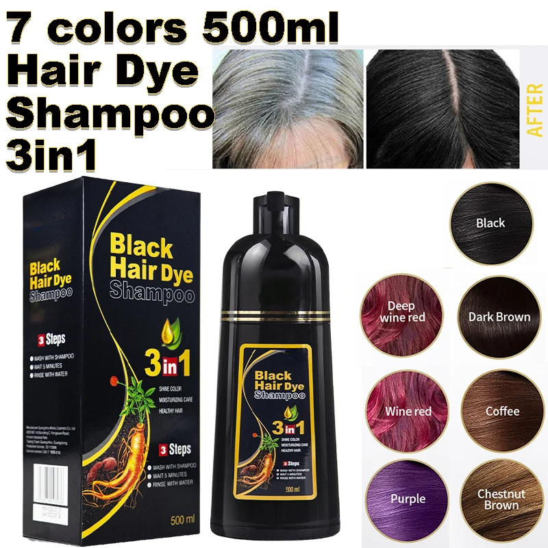 Best of 100ml / 500ml Hair Dye Shampoo 3in1 Darkening Hairs Instant Gray To Black Polygonum Multiflorum Natural Coloing Cover For Women Reviews & Tips