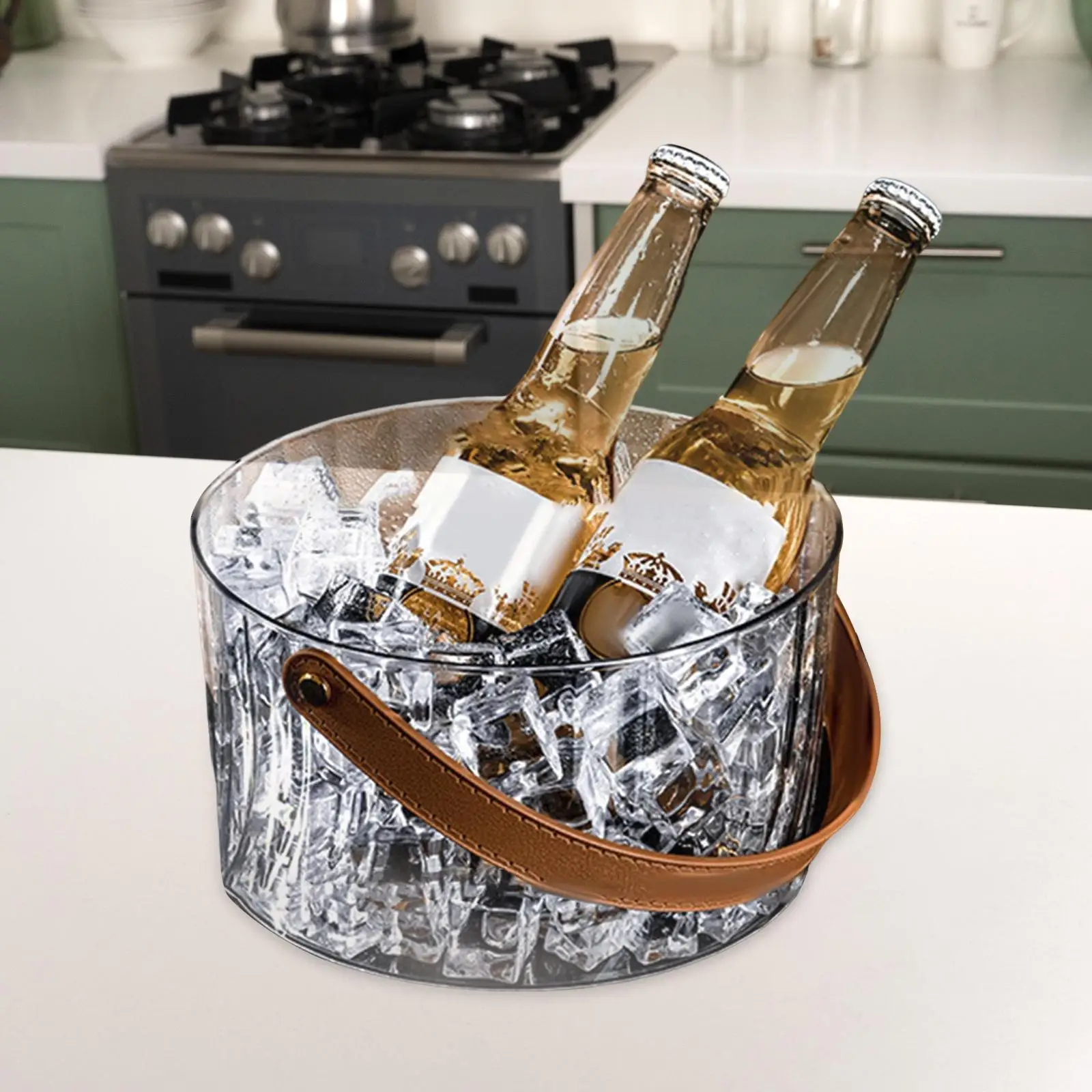 Ice Bucket Beverage Tub Thickened Drinks Chiller Bin Fruit Storage Bucket Clear for Bar Party Household KTV Clubs Wine Bottle