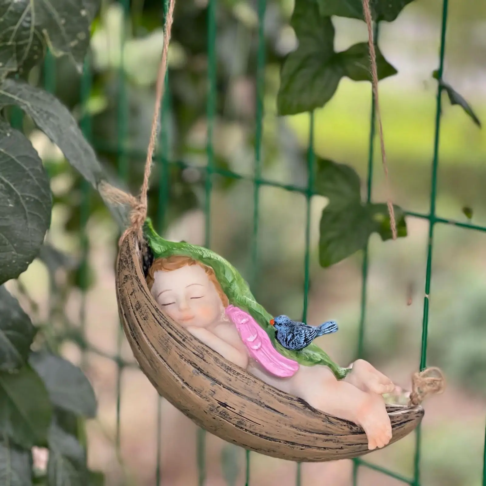 Angel Figure Girl Figurine Ornament Art Swing Hammock Figurines Fairy Sculpture for Lawn Holiday Outdoor Backyard Holiday Gifts
