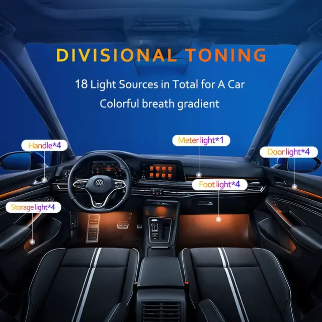 Kaufe Vollfarb-Streamer-Auto-Umgebungslichter, universelle  Telefonsteuerung, 64 Farben, RGB-LED-Innenraum, versteckter  Acryl-Atmosphärenlampenstreifen