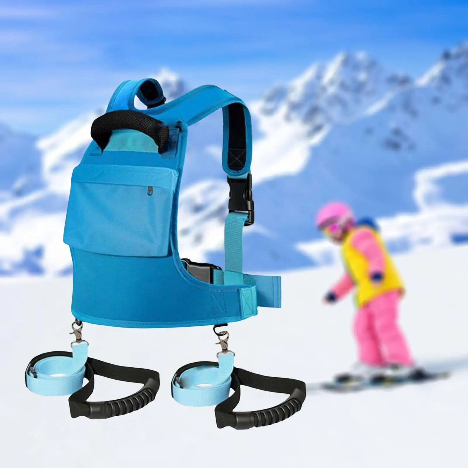 Kids Ski Harness Adjustable Shoulder Strap with Handle Leash Equipment Ski Shoulder Harness for Boys Girls Roller Skating Skiing