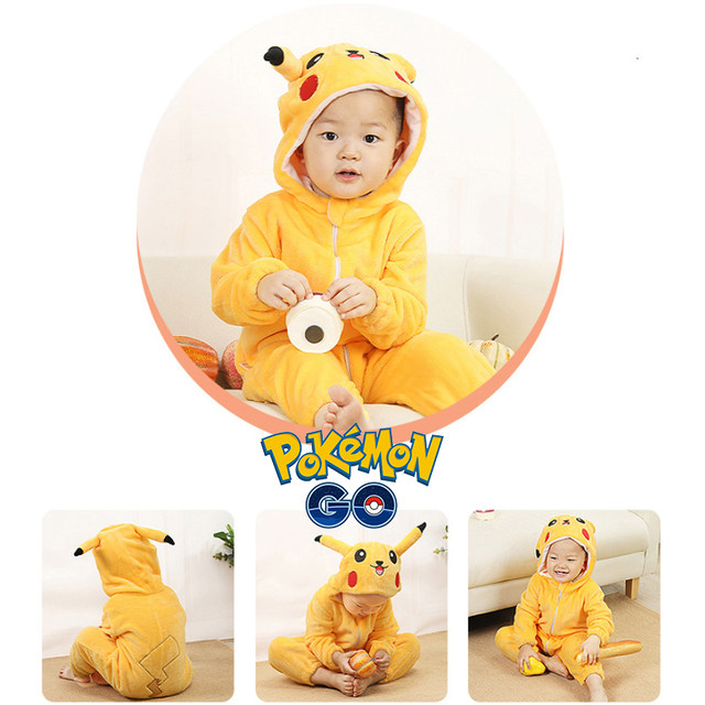 Pokemon Pikachu Baby Children Autumn Winter Warm Jumpsuit Cartoon Cute  Toddler Romper Crawling Clothes Newborn Boy Costume Cloth - Fantasy  Figurines - AliExpress