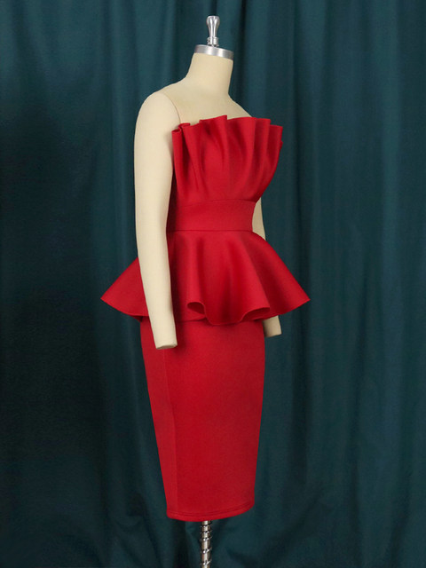 Plus size red peplum sale dress