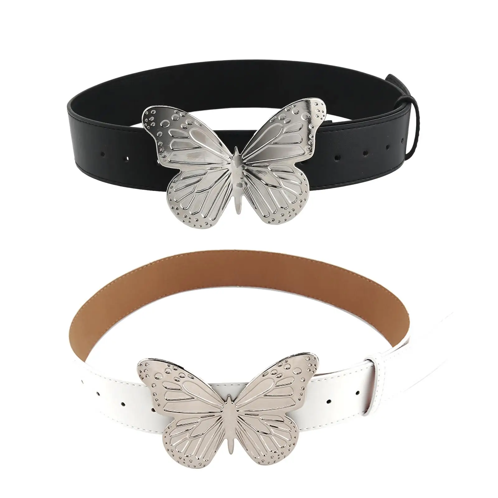 PU Leather Women Belts with Butterfly Buckle Ladies Waist Belt for Ladies