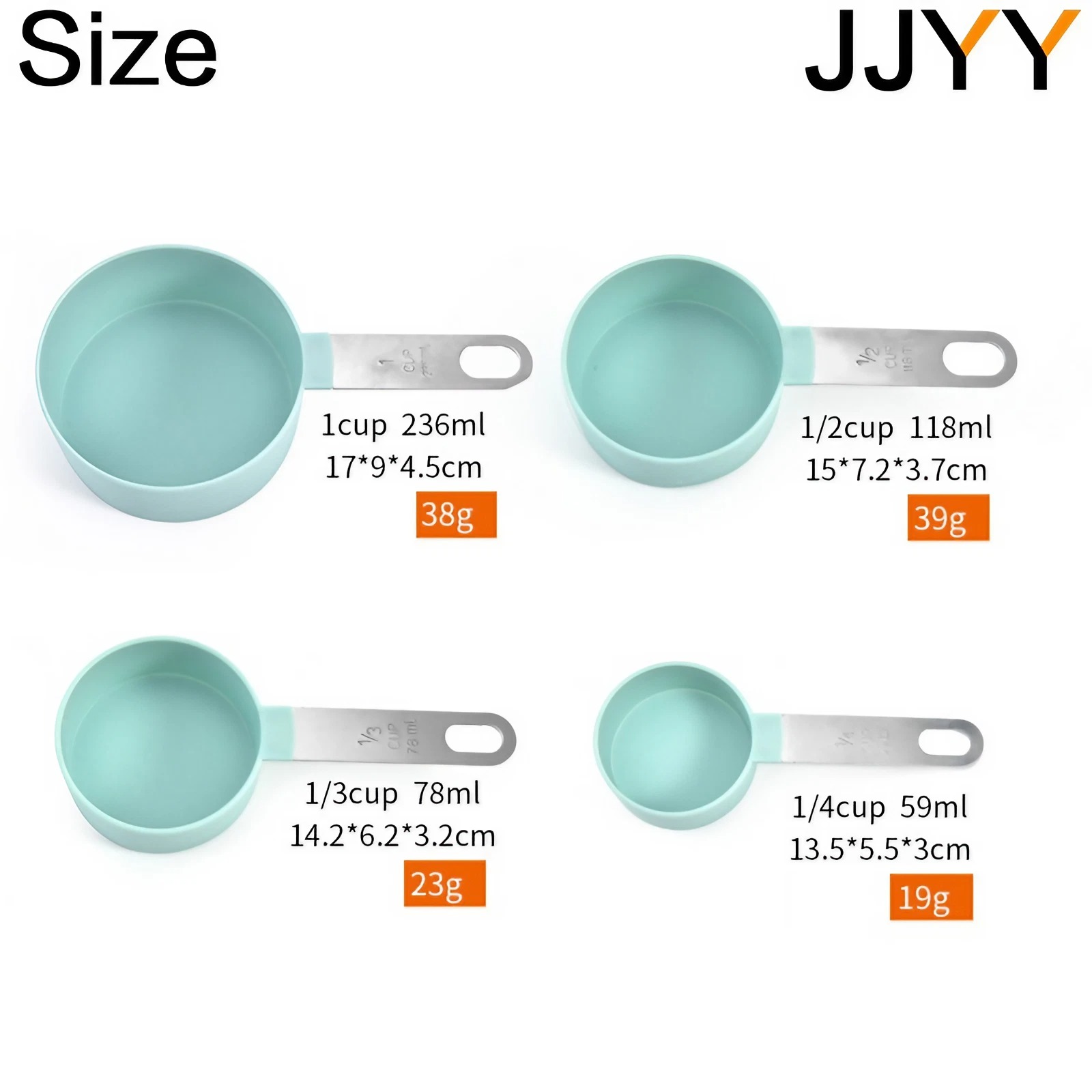 Description Picture 3 of item4PCS Measuring Cups Spoons Set for Baking Cake Pastry Cooking Utensils Stainless Steel Handle Kitchen Tools Accessories Gadget