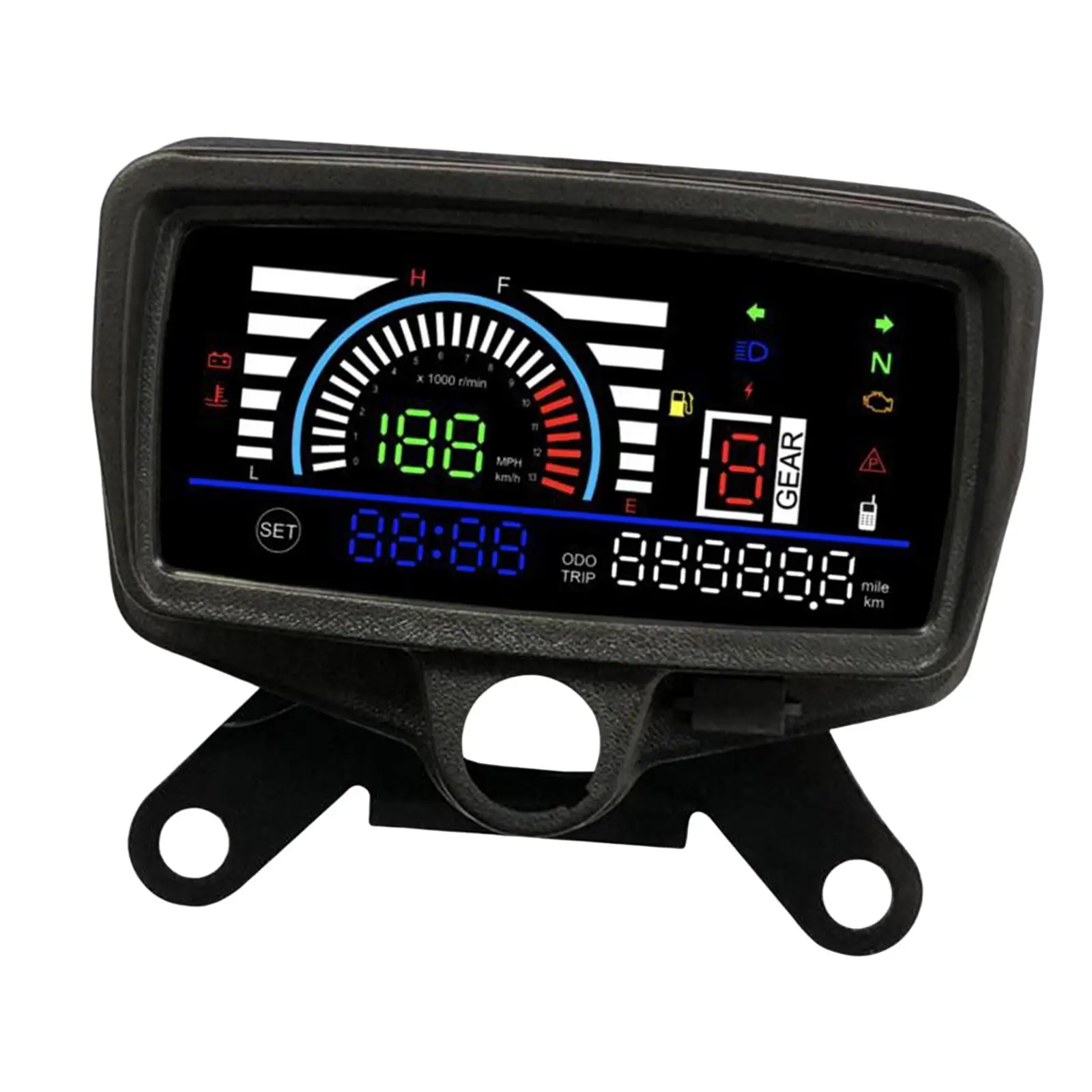 Motorcycle LCD Digital Speedometer Gear Display 12V Digital Gauge Instrument
