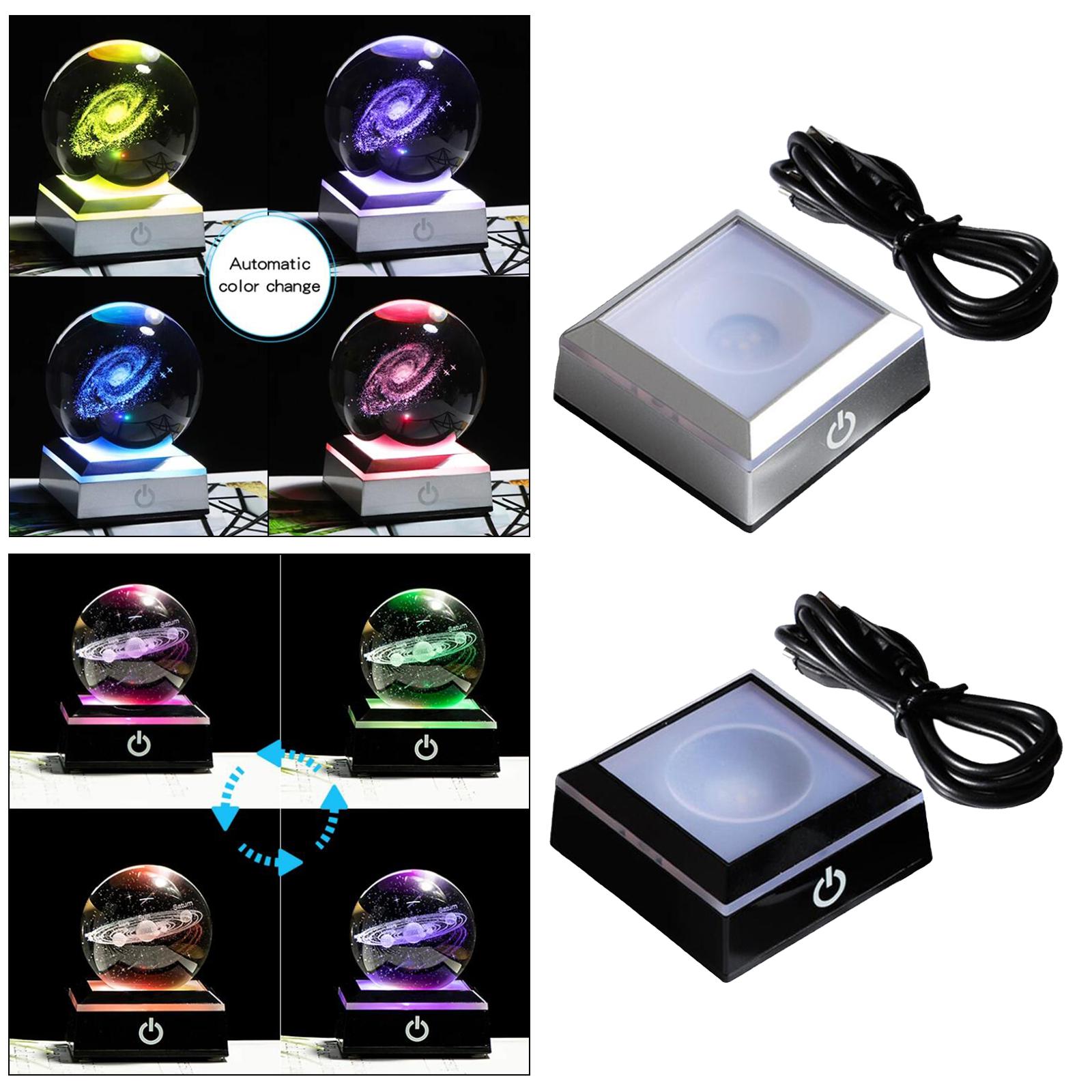 LED Colorful Light Change  Rotating Crystal  Stand fors Glass