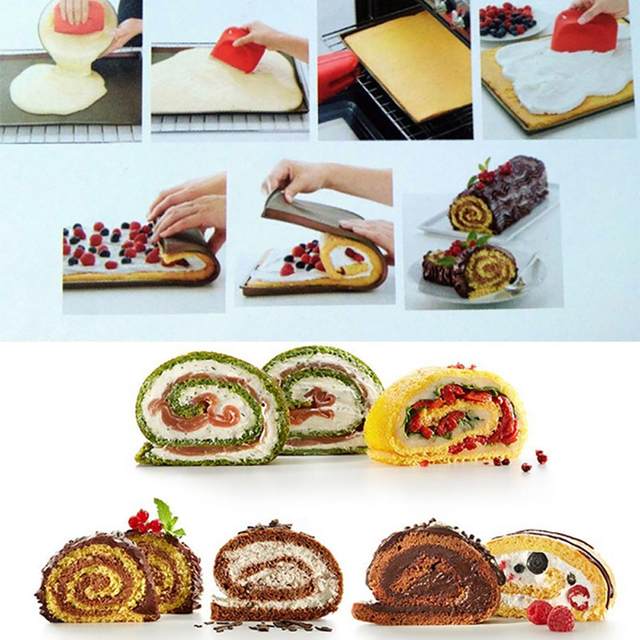 Silicone Baking mould - Corrugated Square baking pan - high temperature  resistant cake mould - Cake Roll silicone high temperature resistant  non-stick Swiss Roll baking pan - Nougat cookie cookie baking pan