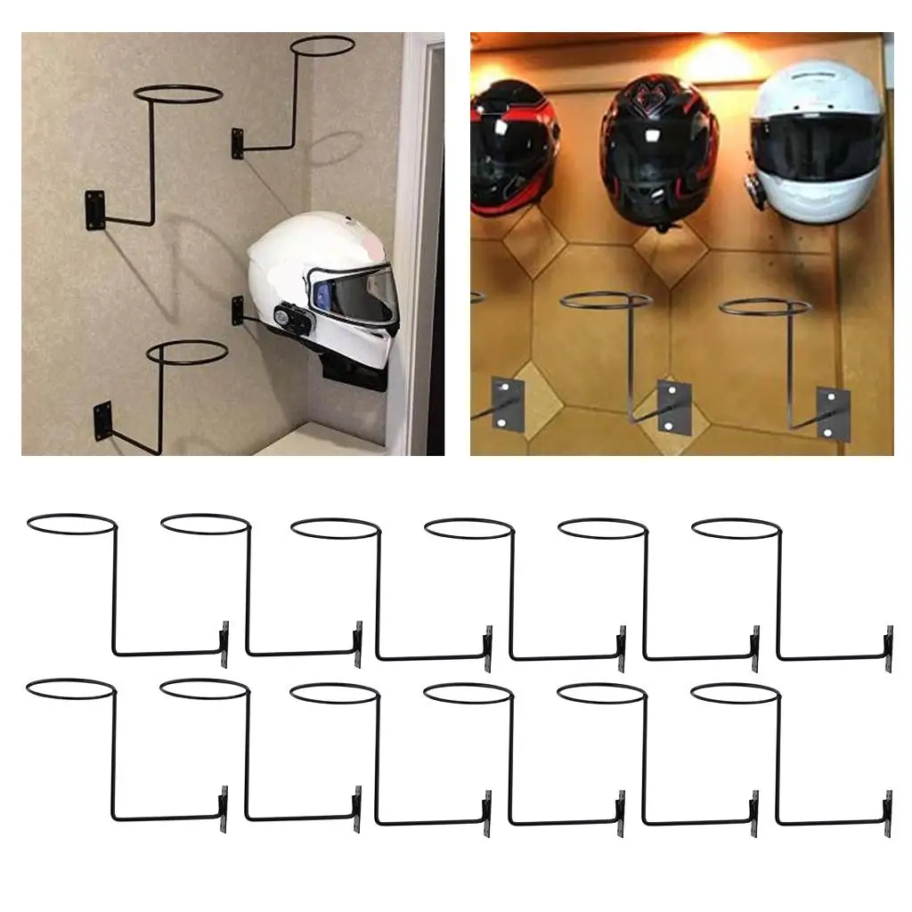 12x Wall Mounted Motorcycle Accessories Steel  Hanger Organizer Black