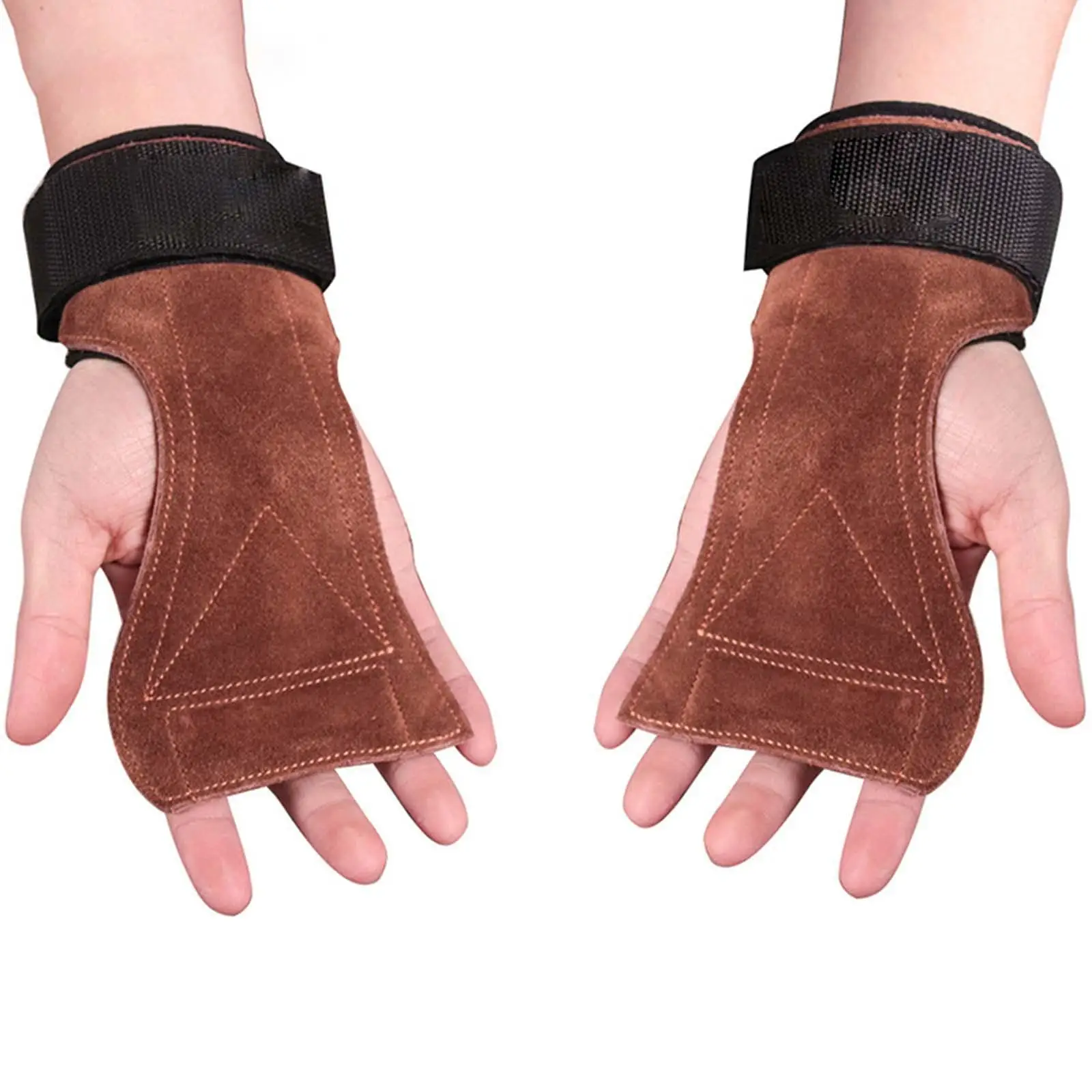 Gym Workout Gloves Leather Palm Grip Anti Skid Hand Grip Weight Lifting Deadlifts Wrist Wraps Support Palm Protection