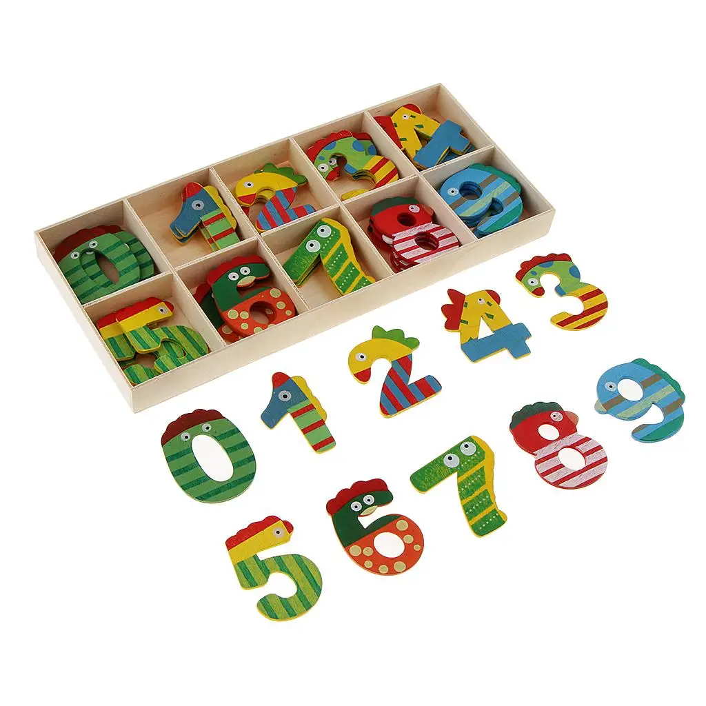 40Pcs Wood Number for Kids Early Learning Educational Toys With Storage Tray