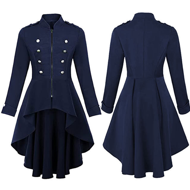 Lovskoo 2024 Men And Womens Steampunk Gothic Jacket Vintage Tailcoat Medieval Frock Coat High Collar Long Sleeve Halloween Cosplay Pirate Tuxedo Renaissa