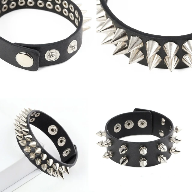 Rivet Punk Metal Bracelet  Punk Accessories Bracelet - Punk Metal Leather  Wristband - Aliexpress