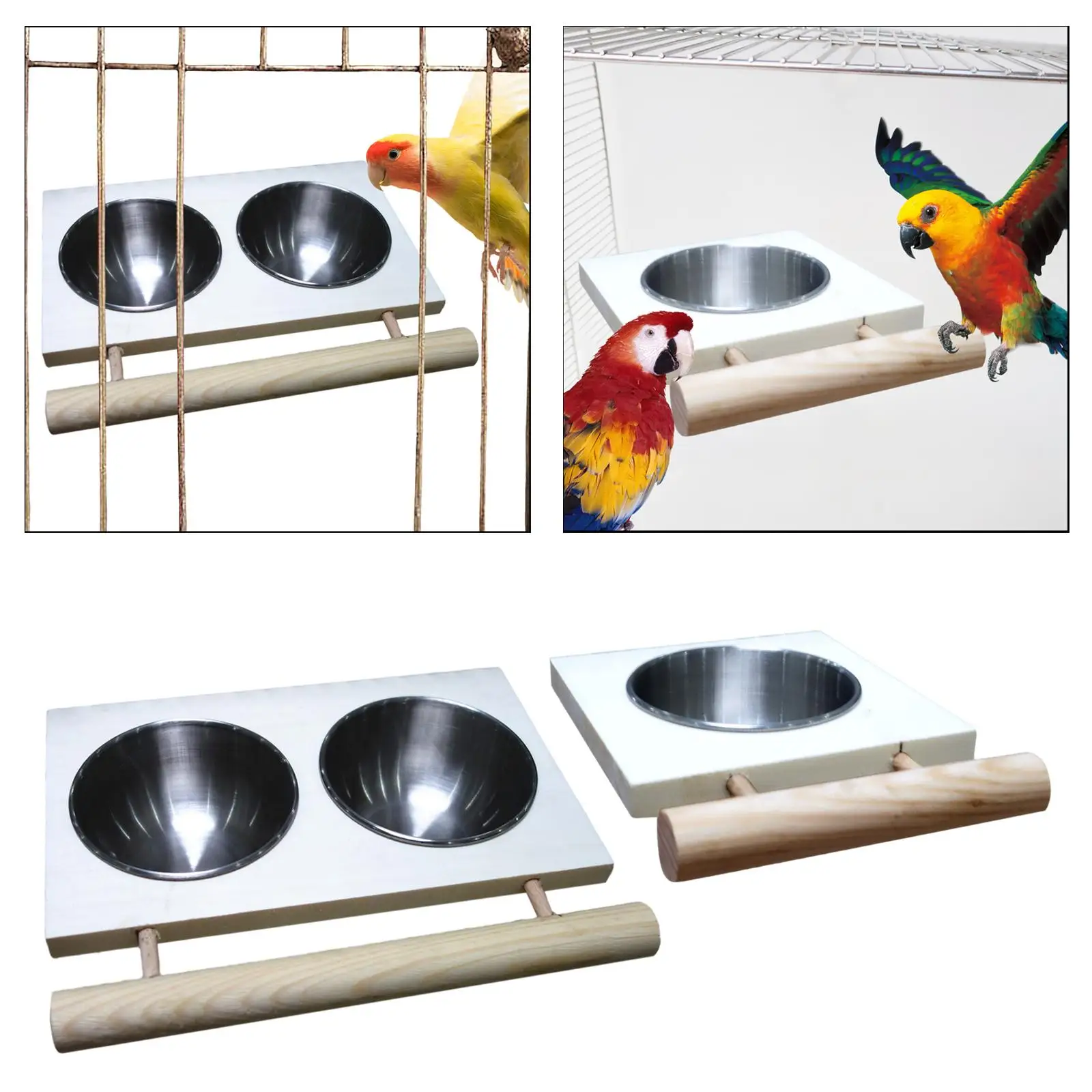 Bird Feeding Dish Cup Feeding and Watering Supplies Sturdy Parrot Cage Feeder Water Bowl for Parrot Parakeets Conures Lovebirds