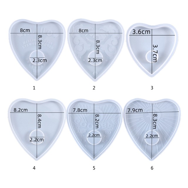  Heart Shape Epoxy Mold 9Pcs 5.2 x 4.2cm DIY Resin