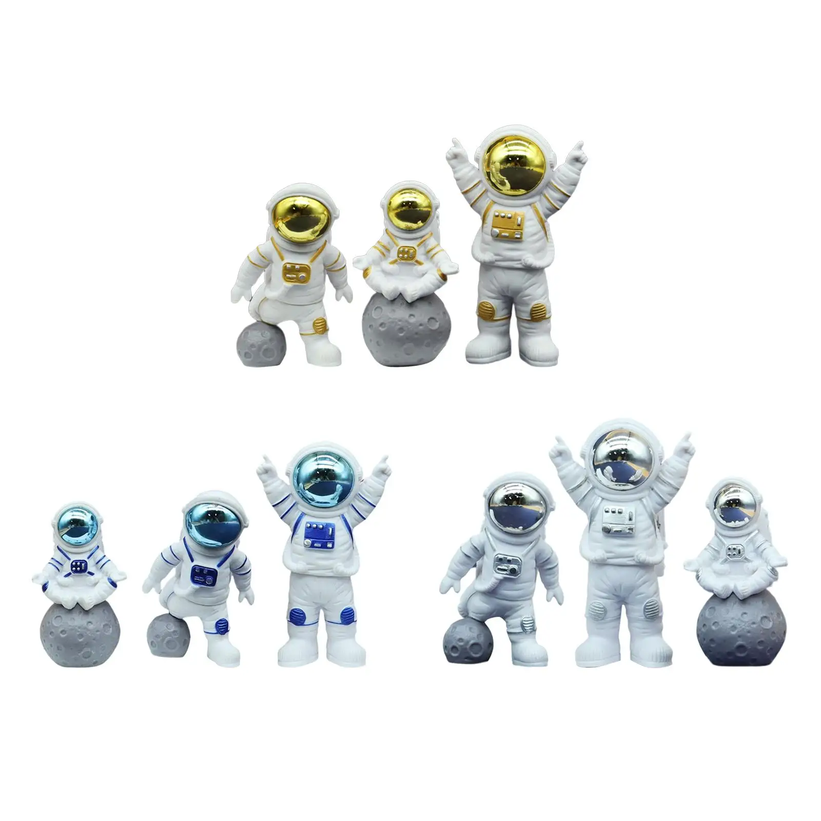 3Pcs Astronaut Statues spaceman Toys Spaceman Ornaments Astronaut Cake Toppers for Bookshelves Car Dashboard decor Crafts