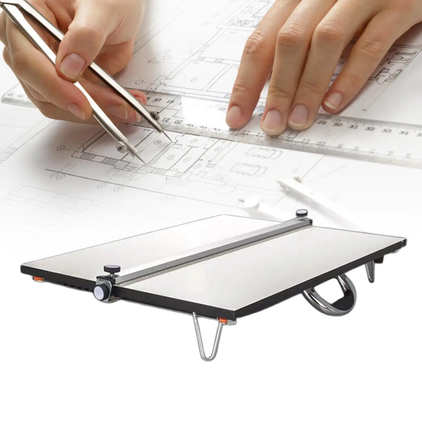 A2 Drawing Table Board 23×17inch Graphic Sketch Professional T-Square W/ Parallel Bar Support Legs for Architect Engineer Artist