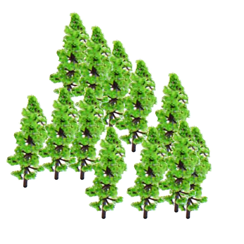 Set of 10 1:160-1:220 Fir Tree Models for Railway Layout 3.6cm