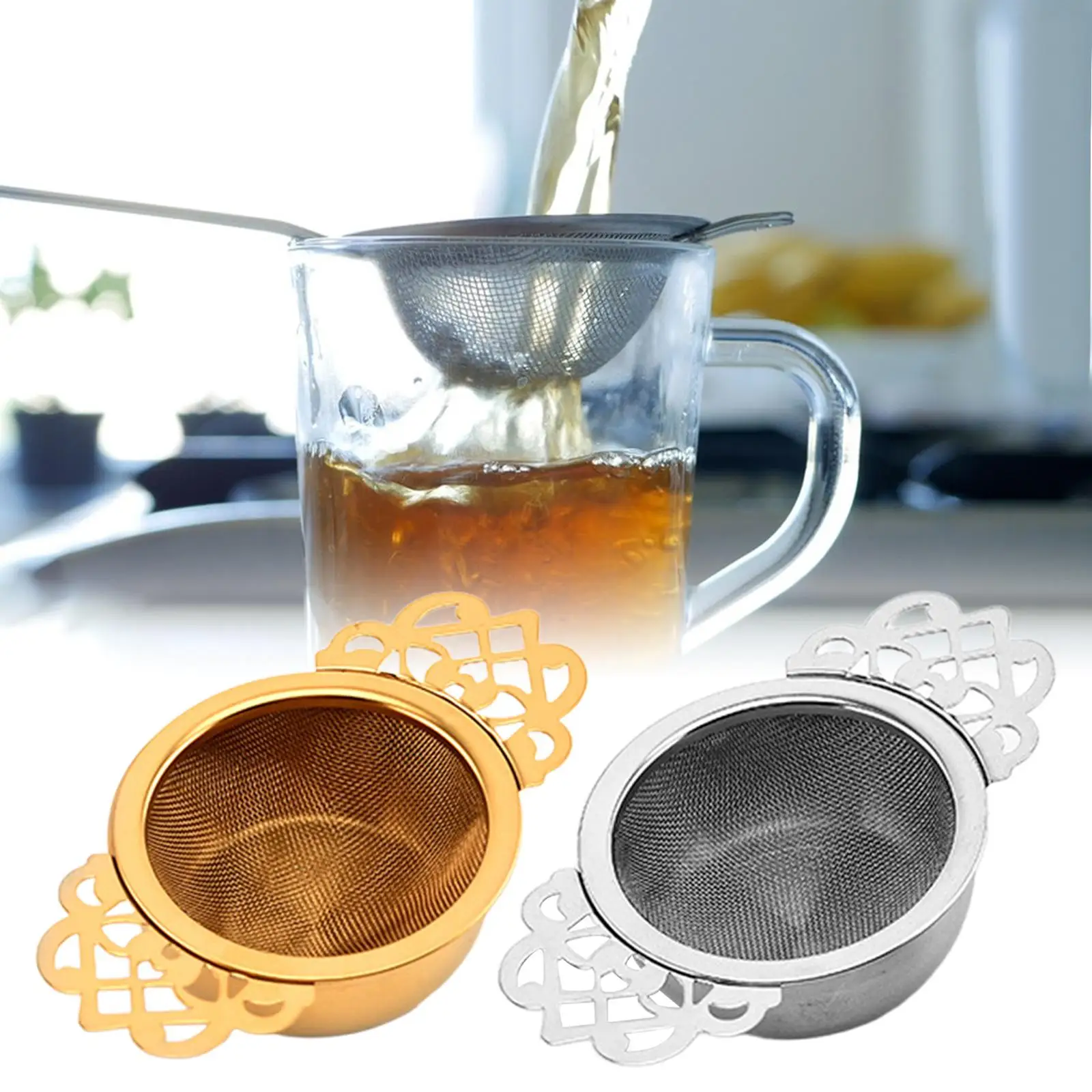 Tea Infuser with Drip Bowl Stainless Steel Tea Strainer for Loose Leaf