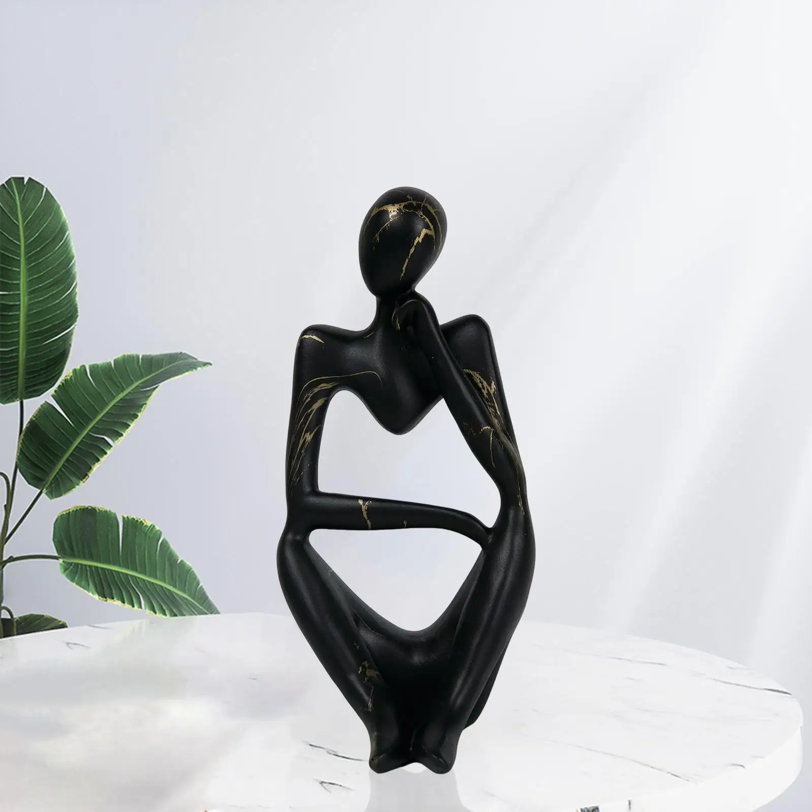 Nordic Style Abstract Thinker Statue Collectable Craft Human Figurine People Sculpture for Holiday Bookshelf Table Office