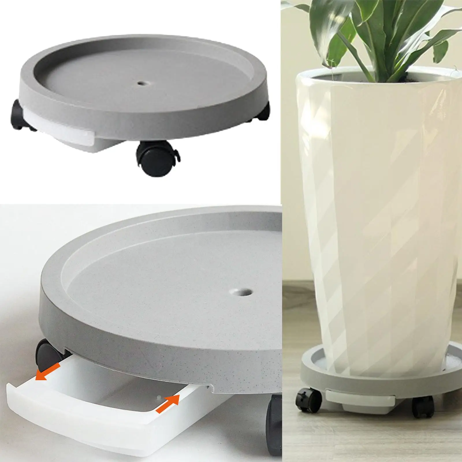 Movable Flower Pots Tray with Wheels Planter Caddy for Office Decoration