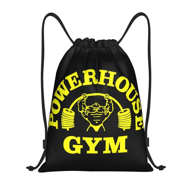Custom Yellow Powerhouse Gym Drawstring Backpack Sports Gym
