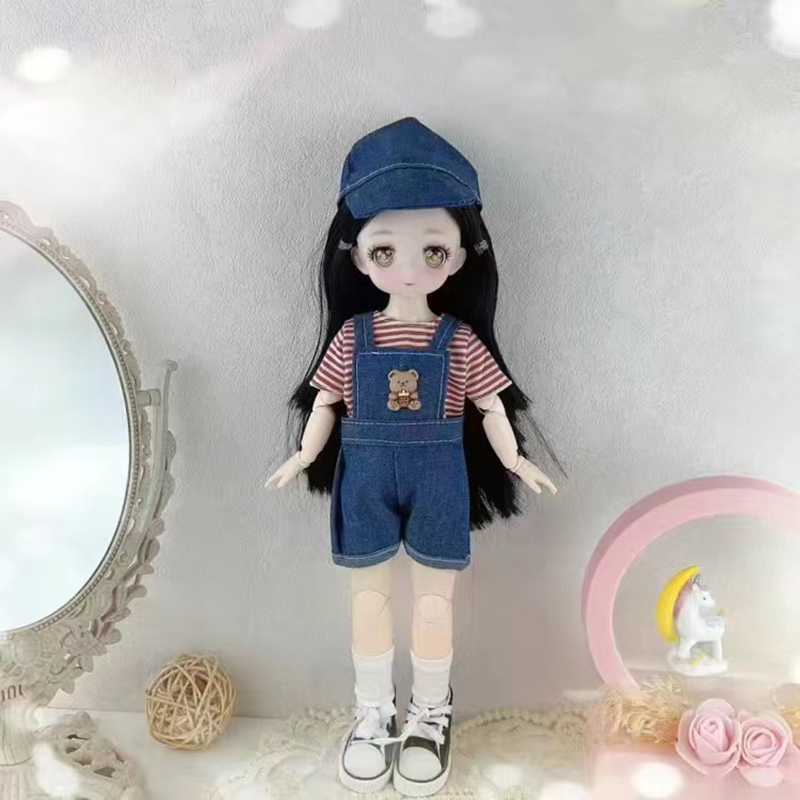 30cm Kawaii BJD Doll Girl 6 Points Joint Movable Doll with Fashion Clothes Soft Hair Dress Up Girl Toys Birthday Gift Doll New