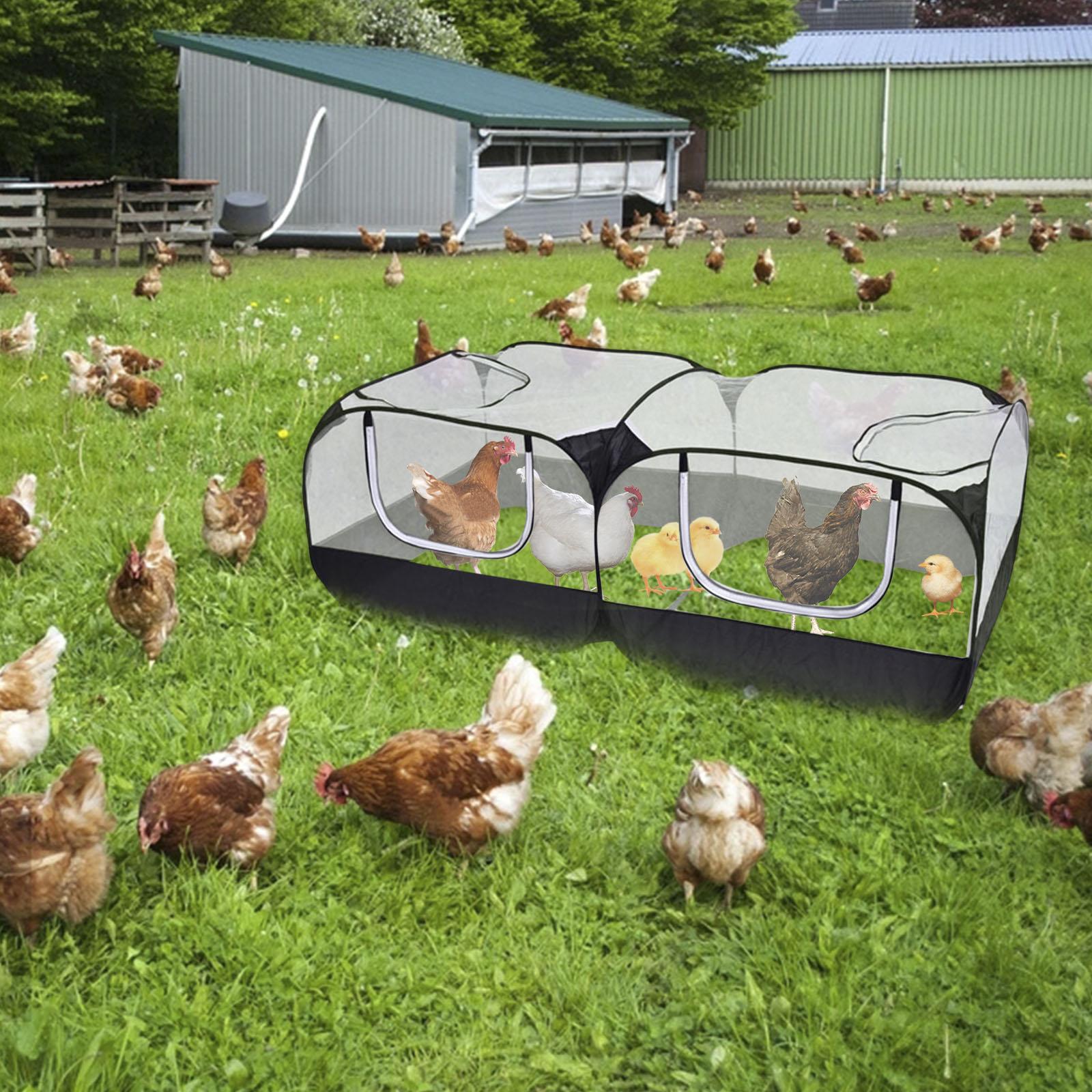 Small Animal Playpen W/ 4 Zipper Doors Pet Cage Tent for Cat Hamster Chicken Dog