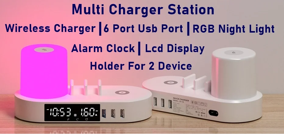 usb c 65w 48W Fast Phone Usb Charger QC 3.0 Wireless Charger LCD Display With Clock for IPhone 11 12 Pro Max Samsung Xiaomi Phone Holder best 65w usb c charger
