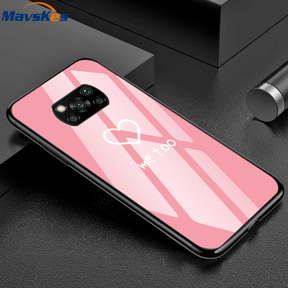 Tempered Glass Phone Case For Xiaomi Poco X3 NFC M4 M3 X4 Pro 4G 5G F1 Protective Back Cover Cases Silicone Bumper Coque Fundas