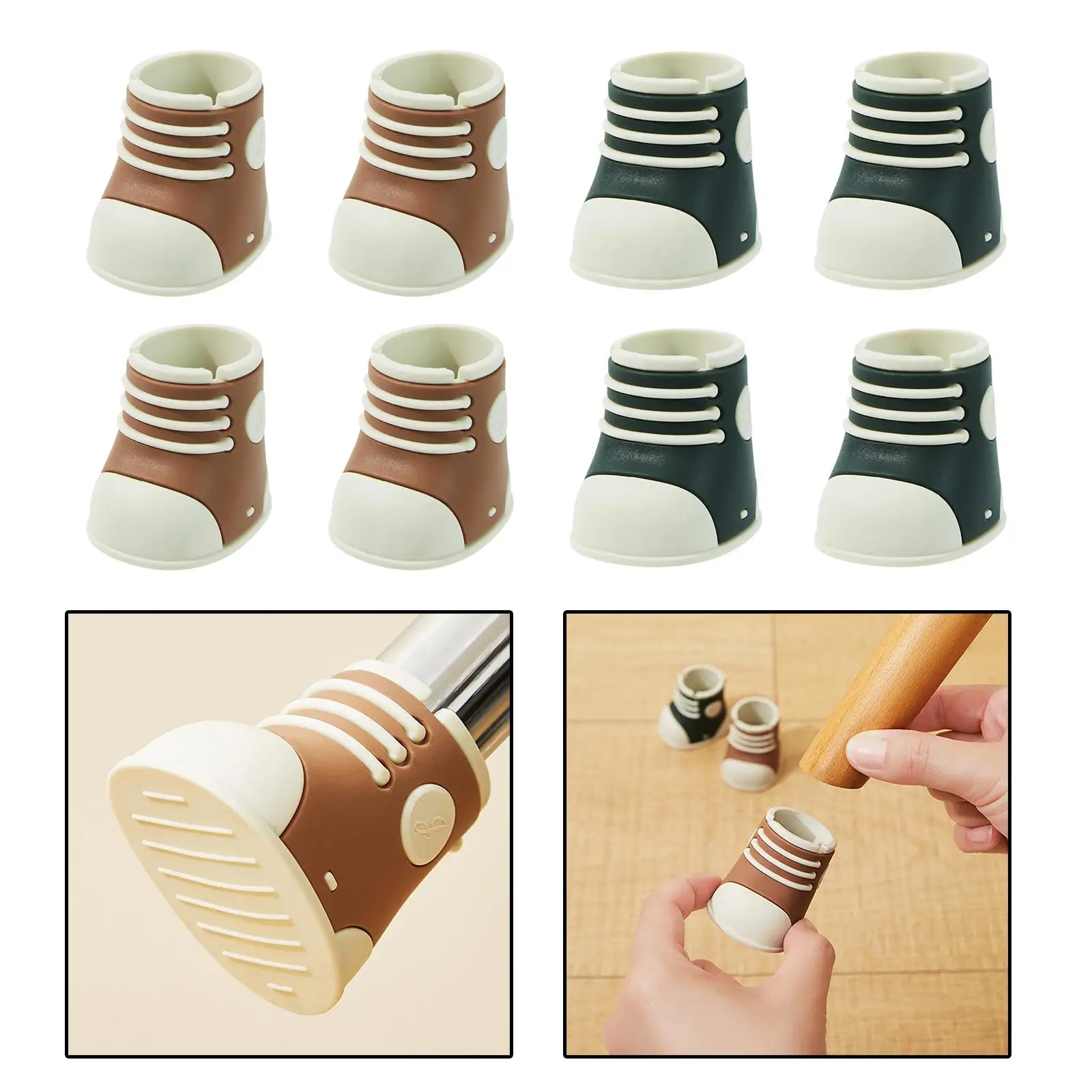 4Pcs Chair Leg Caps Covers Furniture Sliders Shoe Shaped Silicone Chair Leg Floor Protectors for Table Office Chair Couch