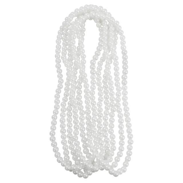 33'' Long White Pearl Bead Necklaces Faux Strands Costume Jewelry Bulk  Party Favors Flapper Accessory for Event Decor