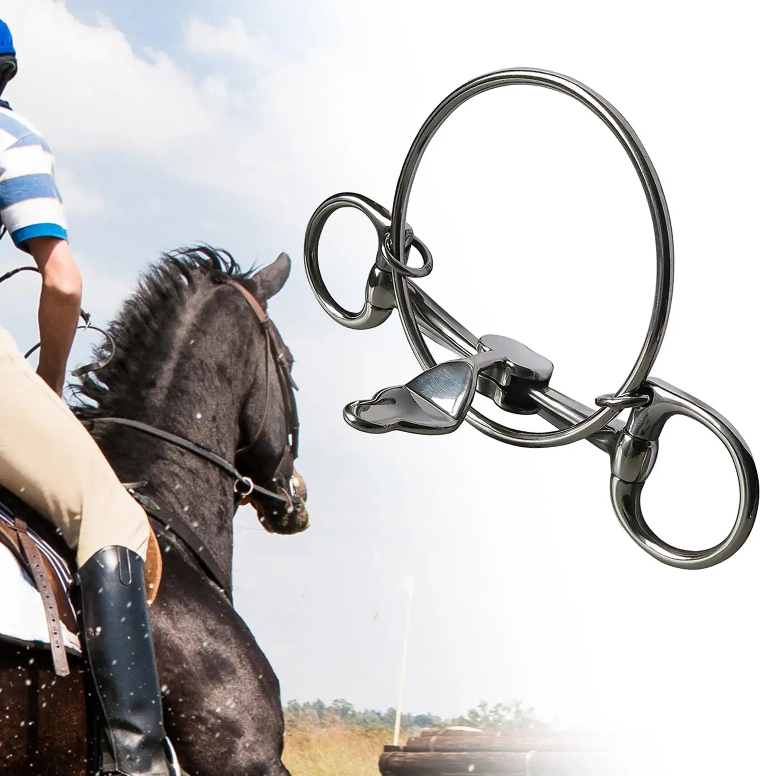 Horse Bit for Horses Cheek Stainless Steel Chewing Rings Snaffle Bits